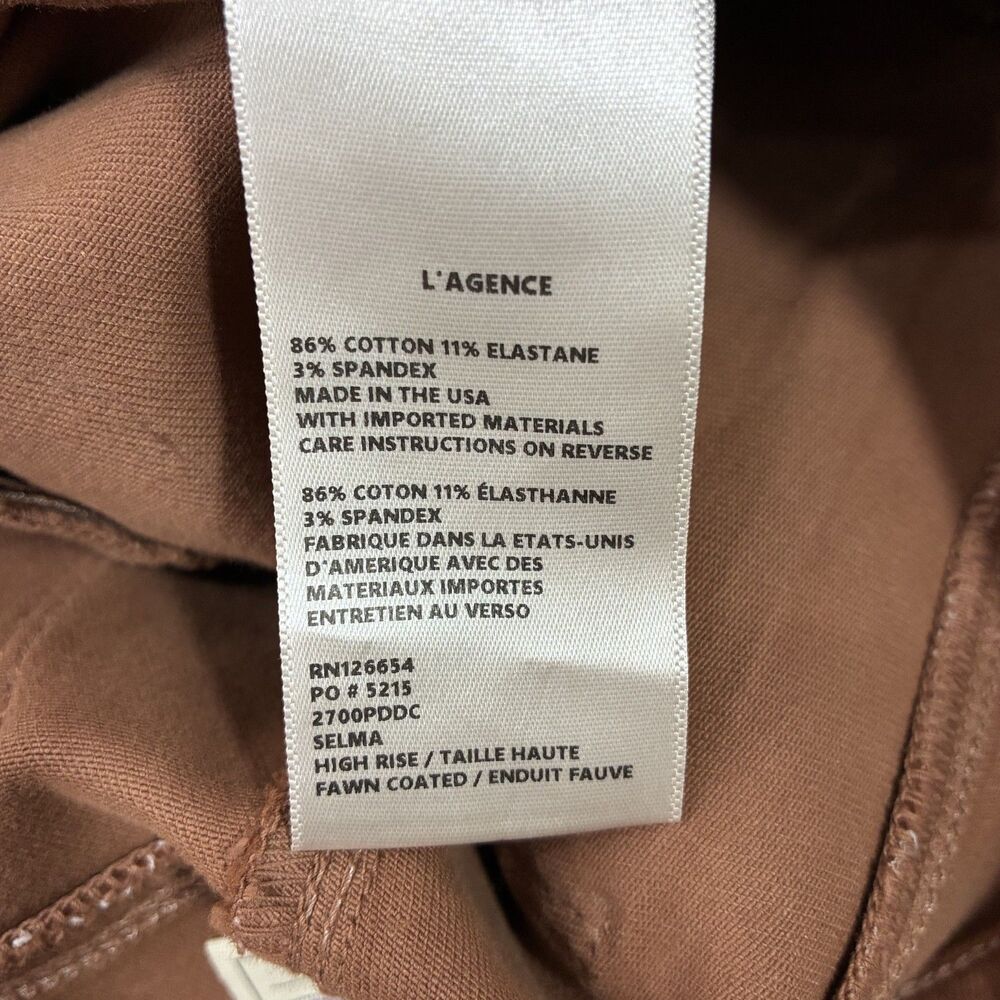 L'Agence Women's Size 31 Toffee Brown Marty Coated Mid-Rise Retro Flare Jeans - Picture 5 of 6